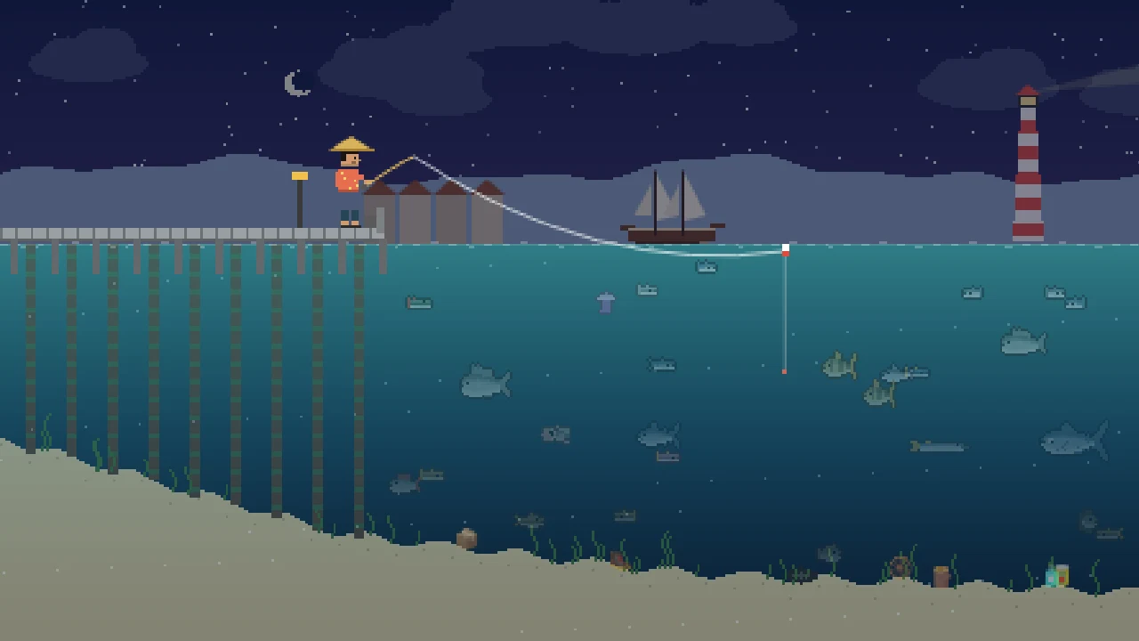 Memancing di Dermaga Pelabuhan, game Kail Nusantara