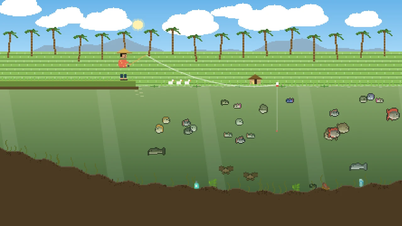 Memancing di Empang Sawah, game Kail Nusantara